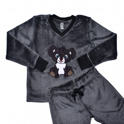 Pijama Termica Osito gris oscuro unisex junior manga larga